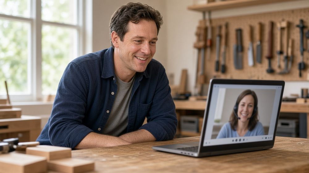 Business owner getting personalized help on a video call
